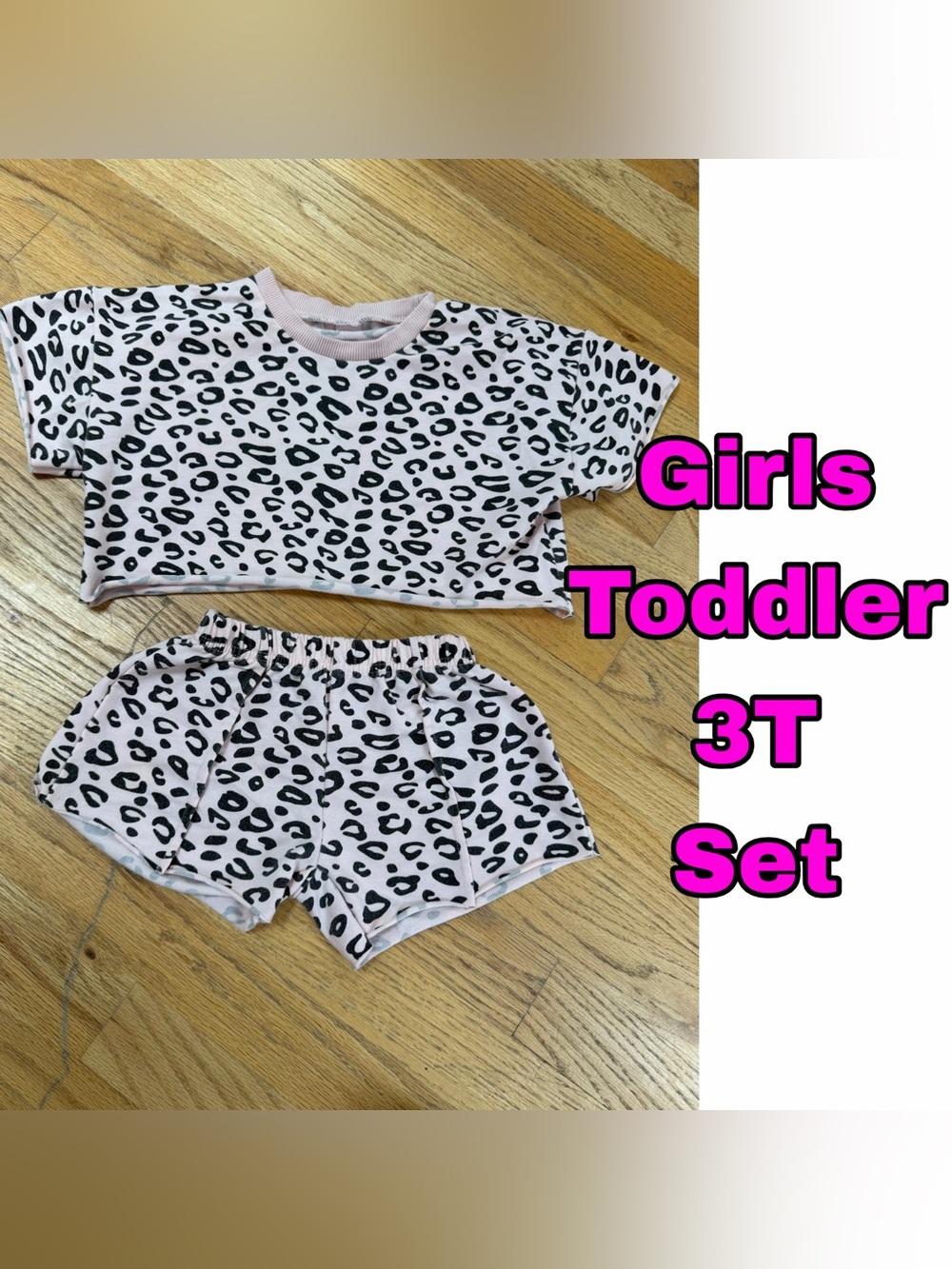 Girls Toddler Pink Leopard Print Matching Set - 3T